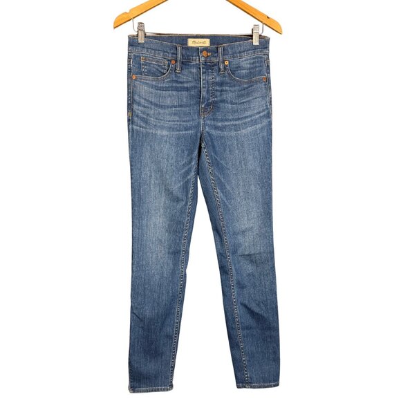 Madewell 9” High Rise Skinny Jeans Medium Wash Blue Denim Size 27 - Picture 1 of 5